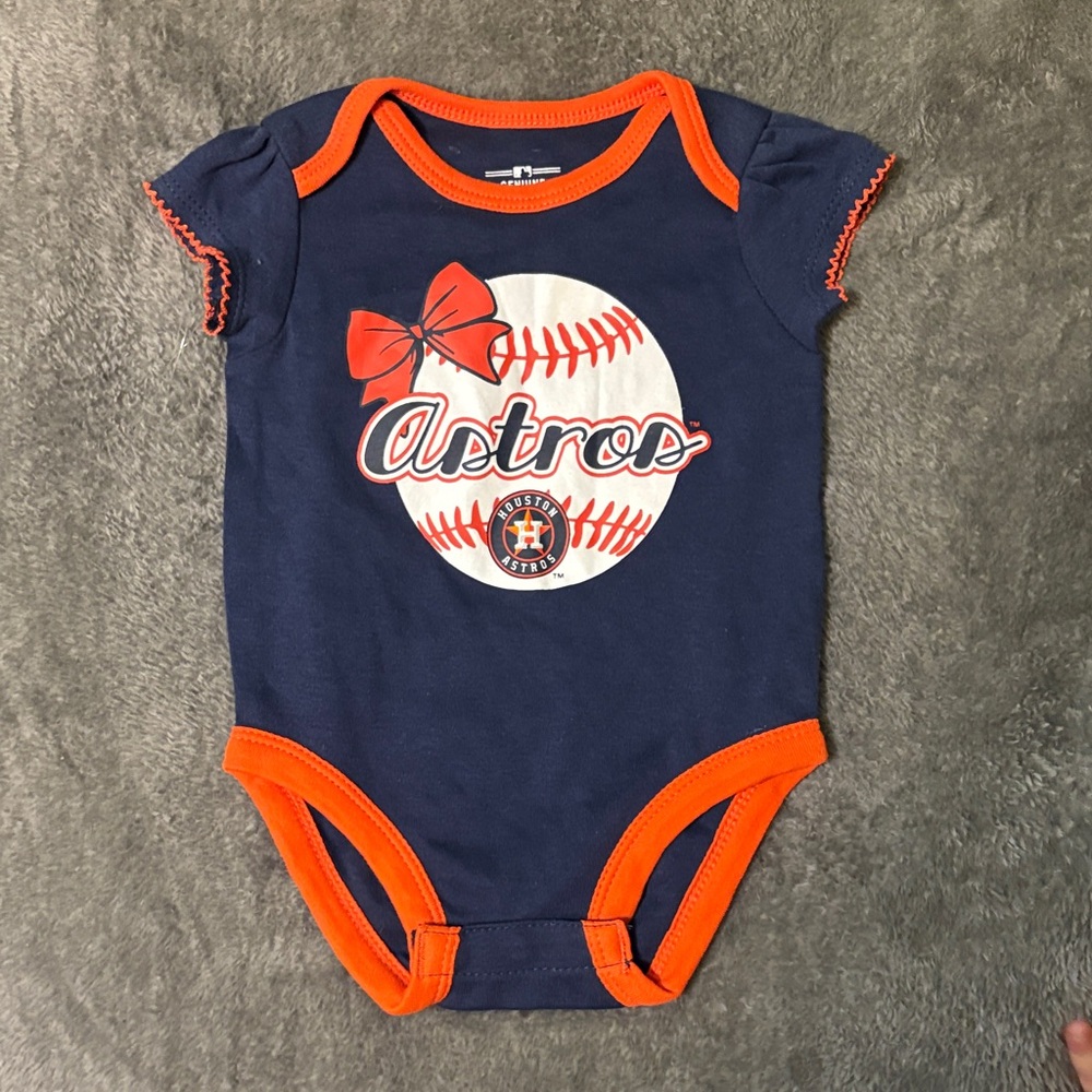 Houston Astros Onesie with Bow Detail NWOT